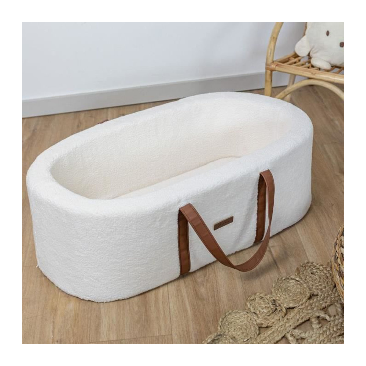 Moseskorb DOMIVA BOUBOU aus Sherpa-Stoff und MDF in Weiß, B/T/H: 80 x 40 cm - Bild 2