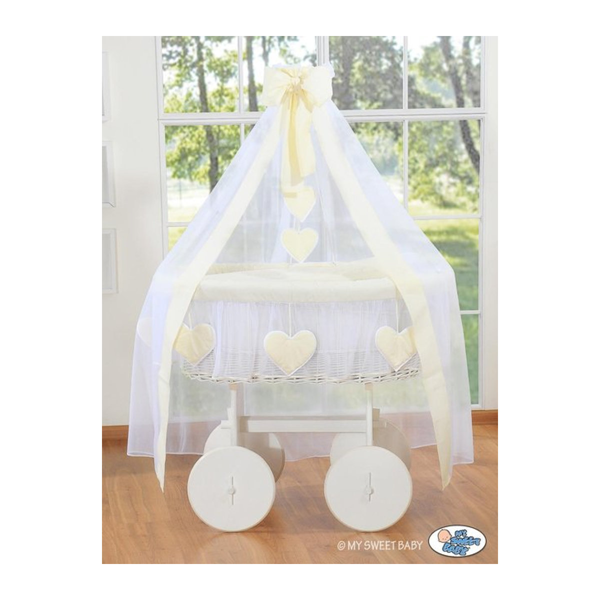 Moseskorb mit Baldachin Deluxe Amelie in Creme von My Sweet Baby - Bild 1