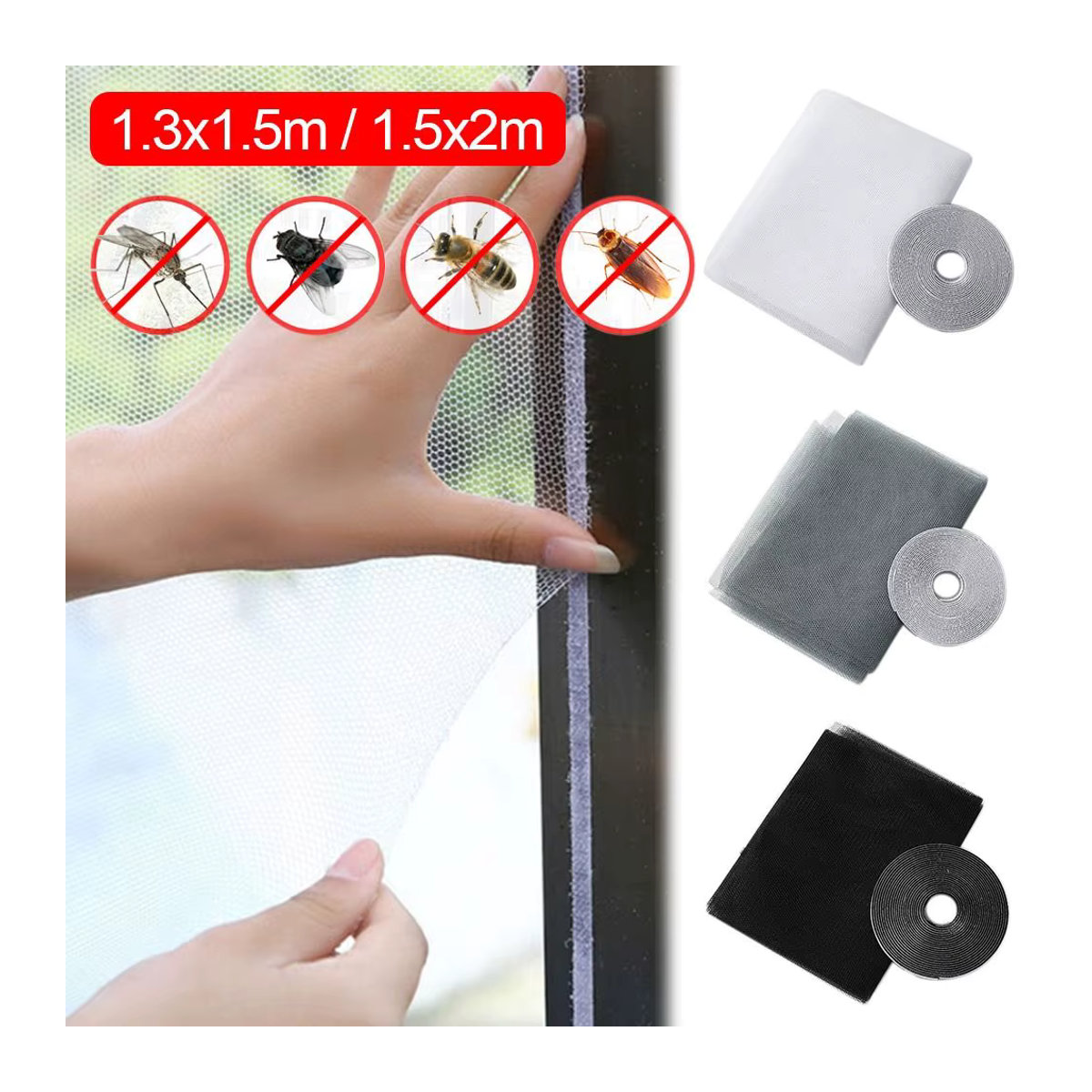 Moskito Netz Insektenschutzgitter für Fenster und Küche in Weiß, B x H: 130 x 150 cm - Bild 4