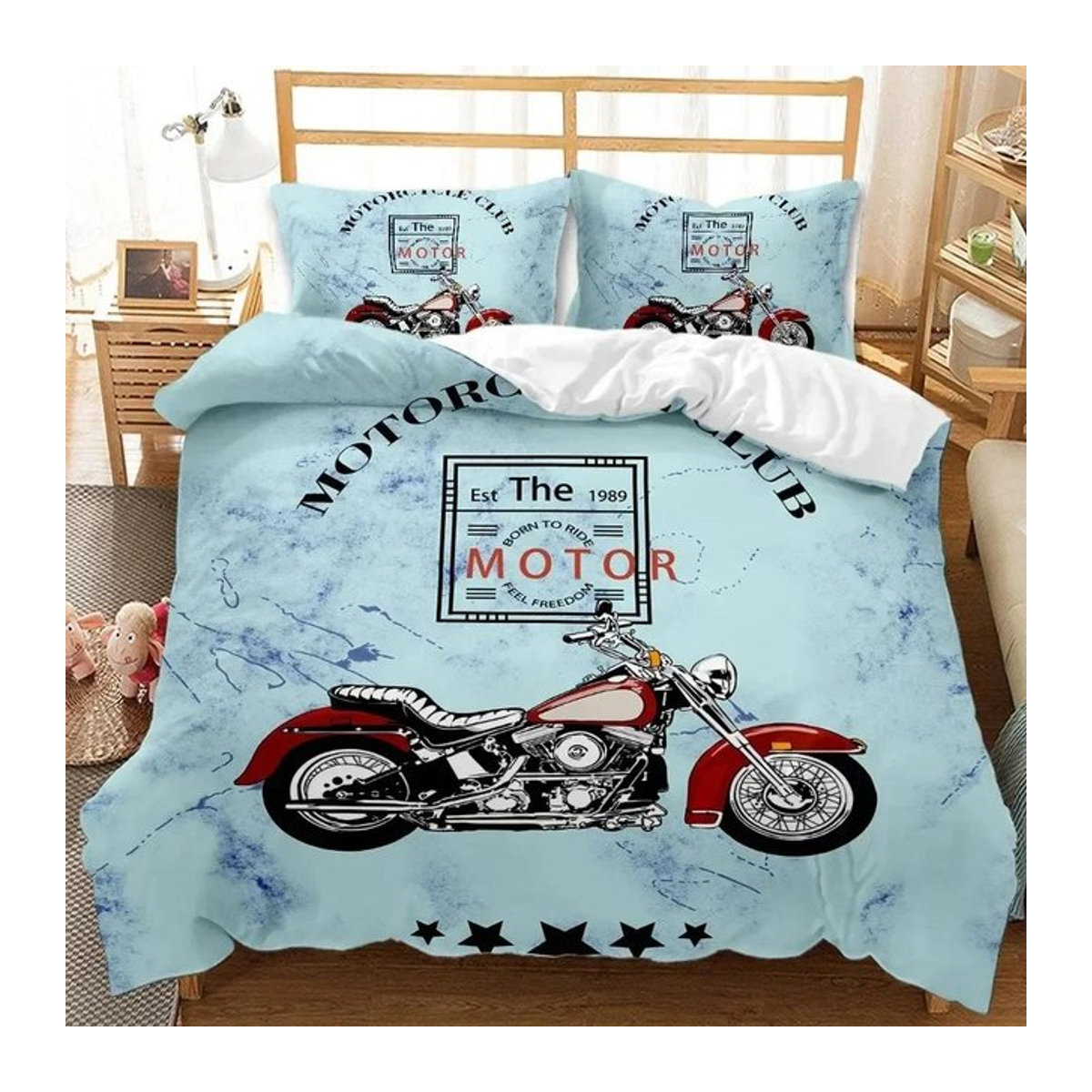 Motocross Bettwäscheset für Kinder und Jugendliche mit Reißverschluss, Dirtbike Design, B/H: 140 x 210 cm - Bild 1