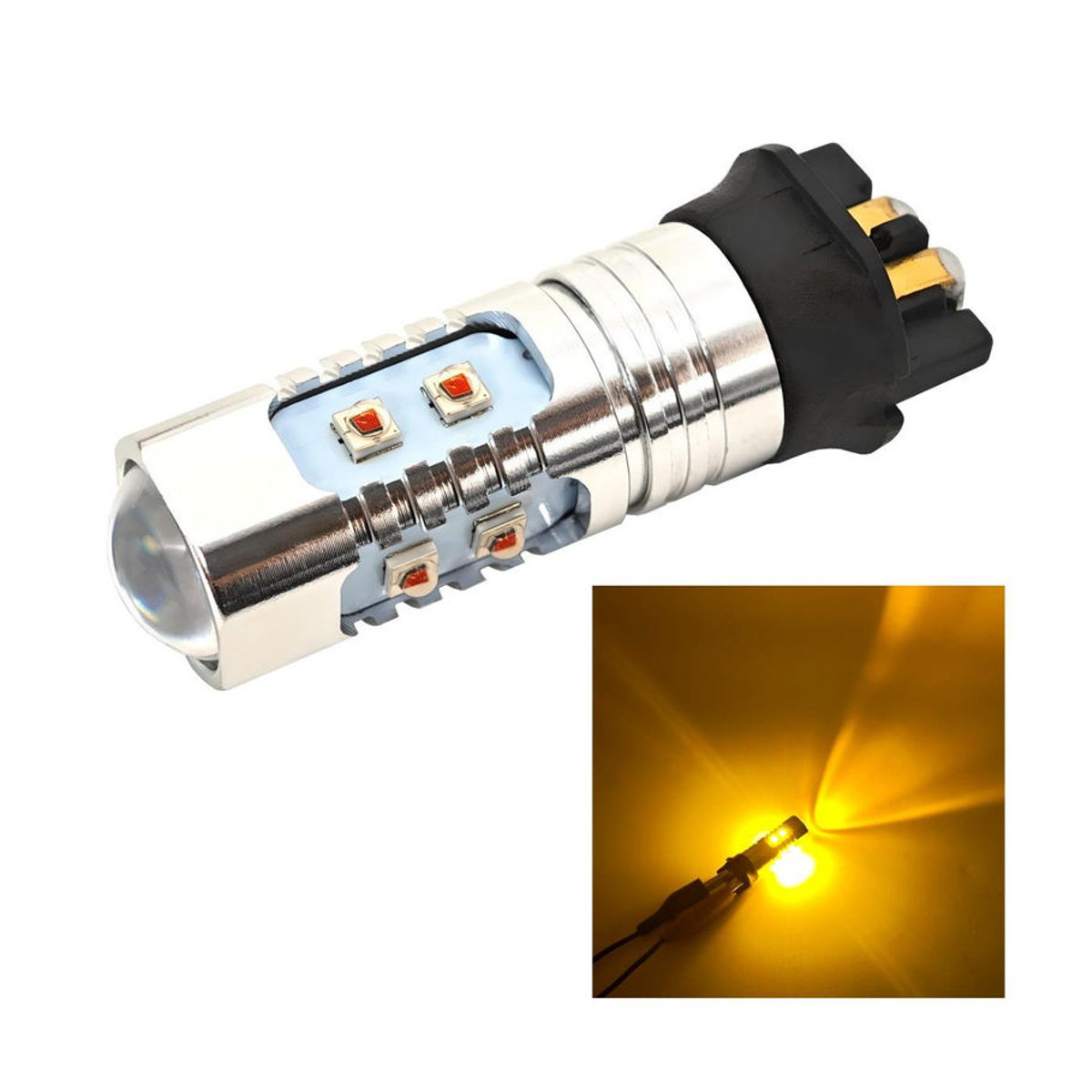 motoLEDy 2er Set PW24W LED Leuchtmittel 12-24V CANBUS in Orange für rote Off-Road Linsen - Bild 9