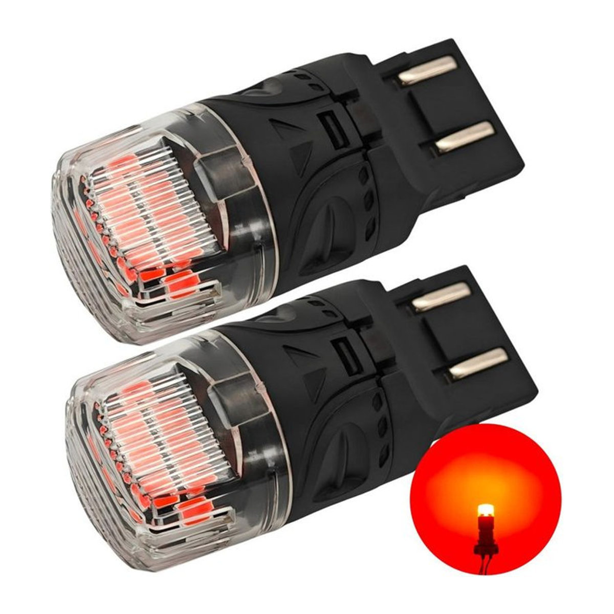 motoLEDy 2er Set W21/5W LED Birnen 7443 12V CANBUS 1800lm Rot Off-Road - Bild 1