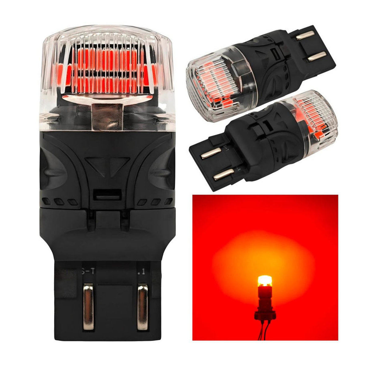 motoLEDy 2er Set W21/5W LED Birnen 7443 12V CANBUS 1800lm Rot Off-Road - Bild 3