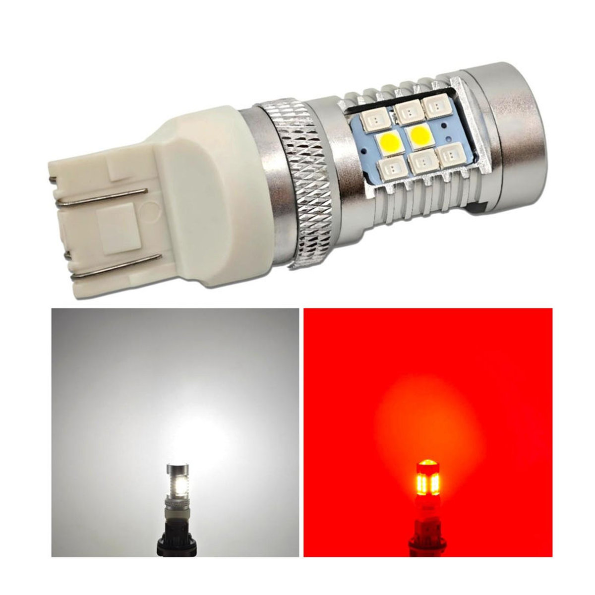 motoLEDy 2er Set W21/5W LED Birnen 7443 12V CANBUS zweifarbig Weiß-Rot Kaltweiß für Off-Road - Bild 3