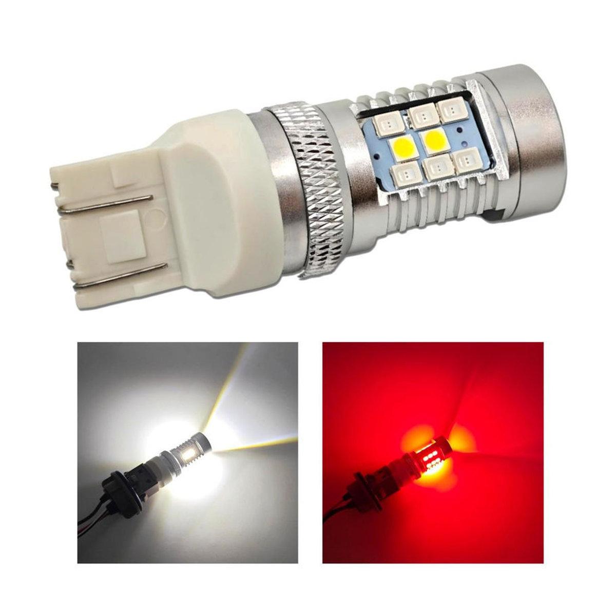 motoLEDy 2er Set W21/5W LED Birnen 7443 12V CANBUS zweifarbig Weiß-Rot Kaltweiß für Off-Road - Bild 4