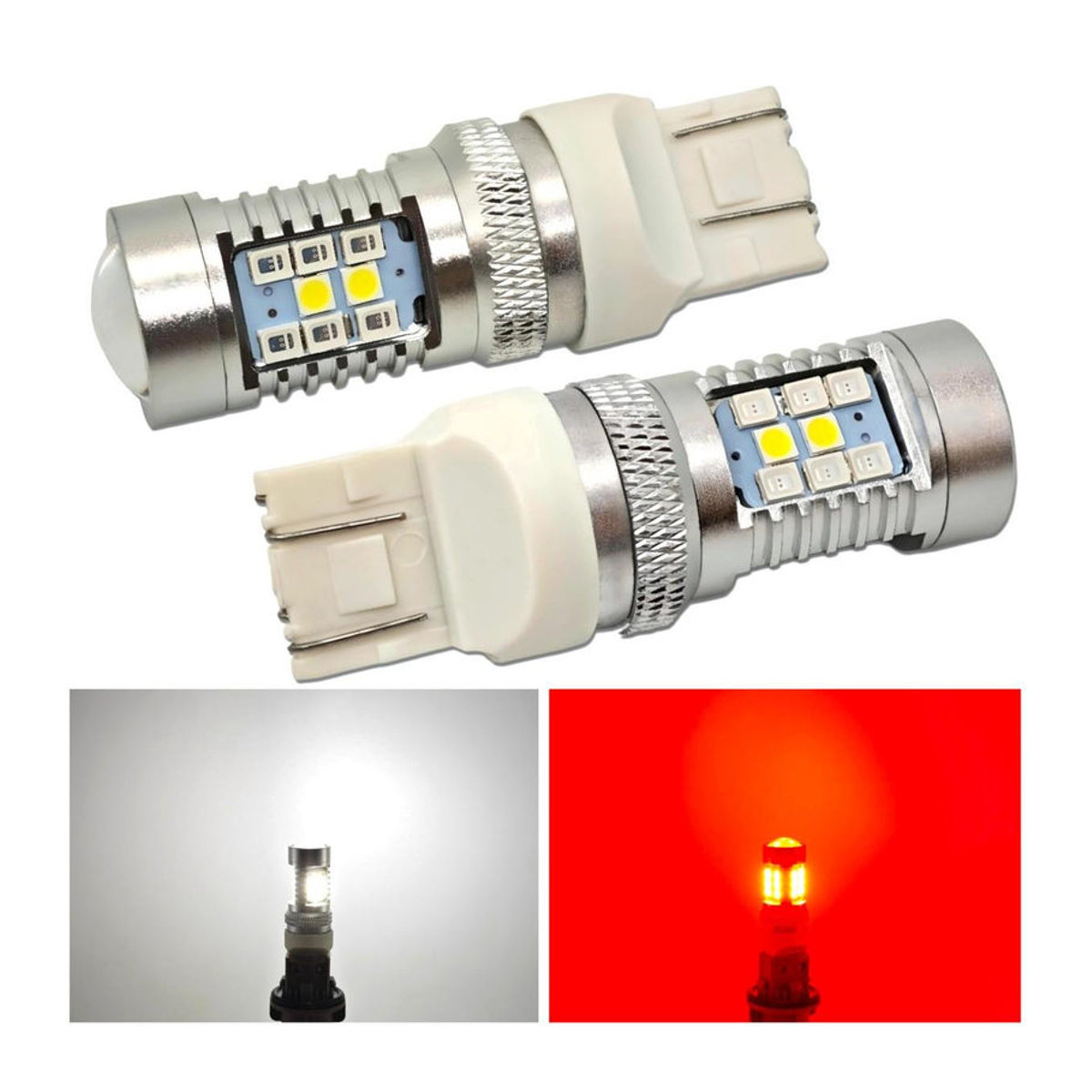 motoLEDy 2er Set W21/5W LED Birnen 7443 12V CANBUS zweifarbig Weiß-Rot Kaltweiß für Off-Road - Bild 9