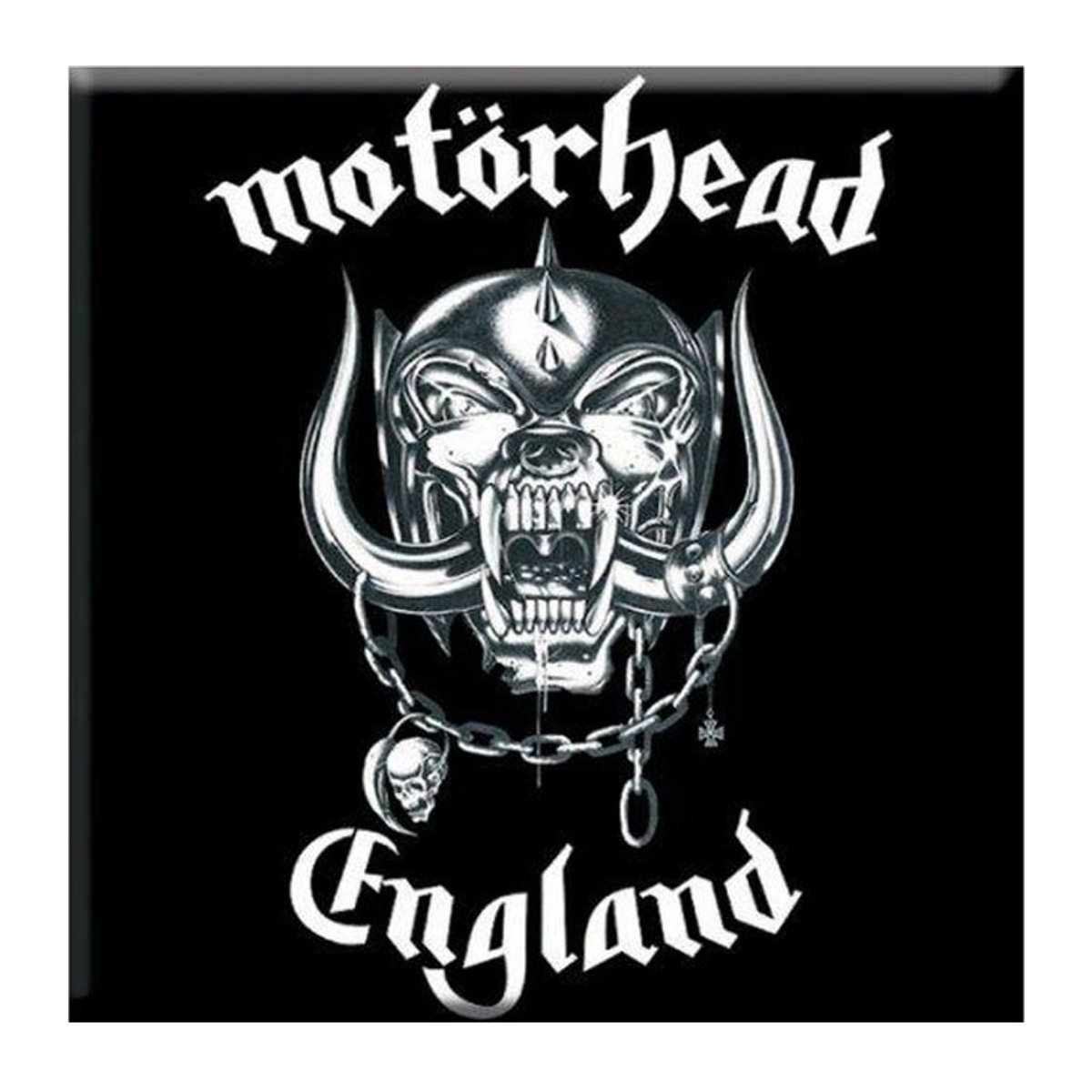 Motorhead England Kühlschrankmagnet aus Metall in Weiß/Schwarz - Bild 1