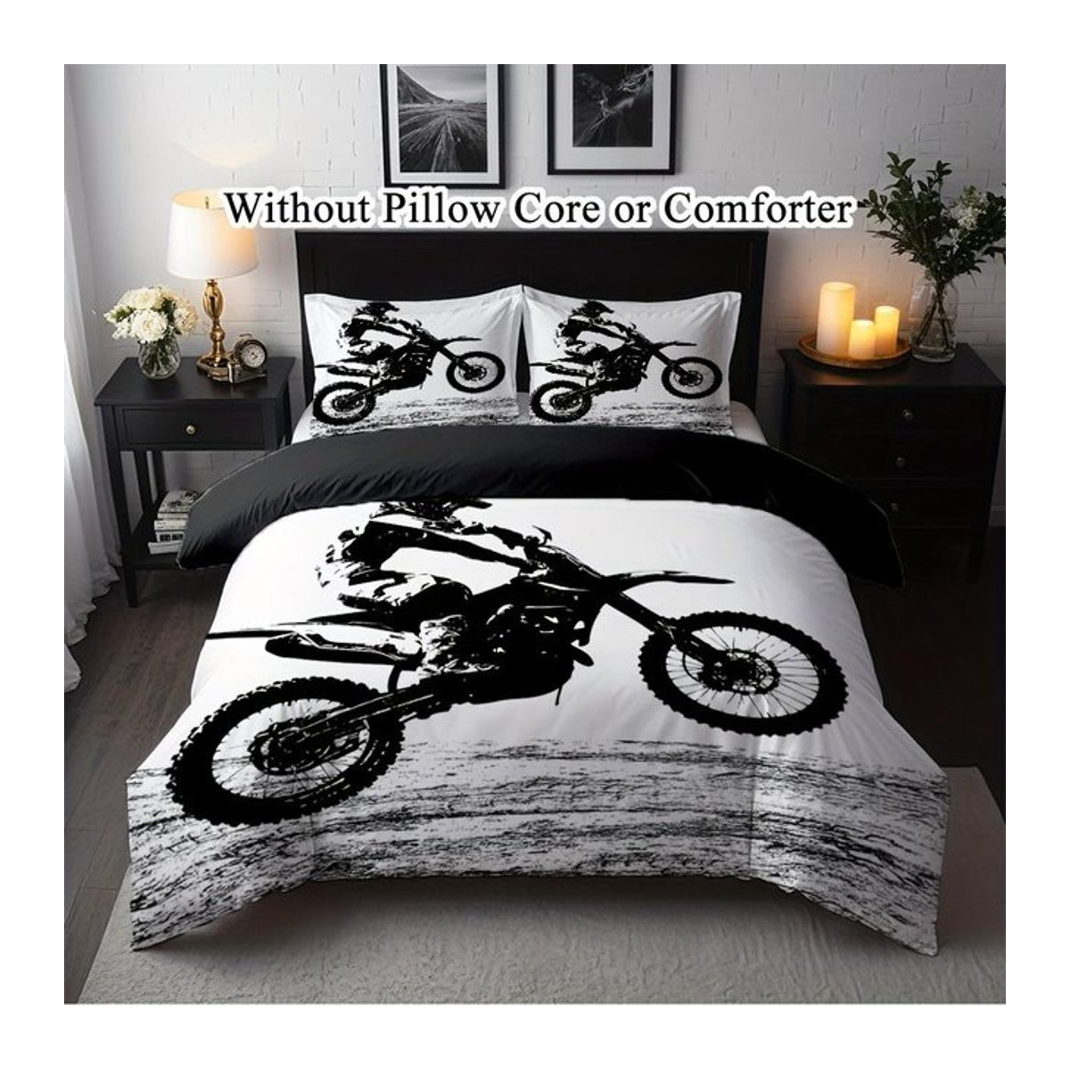 Motorrad Bettwäsche Set mit 3D-Druck, weiches Einzelbett-Bettbezug-Set in Multicolor, Größe: 135 x 200 cm - Bild 1