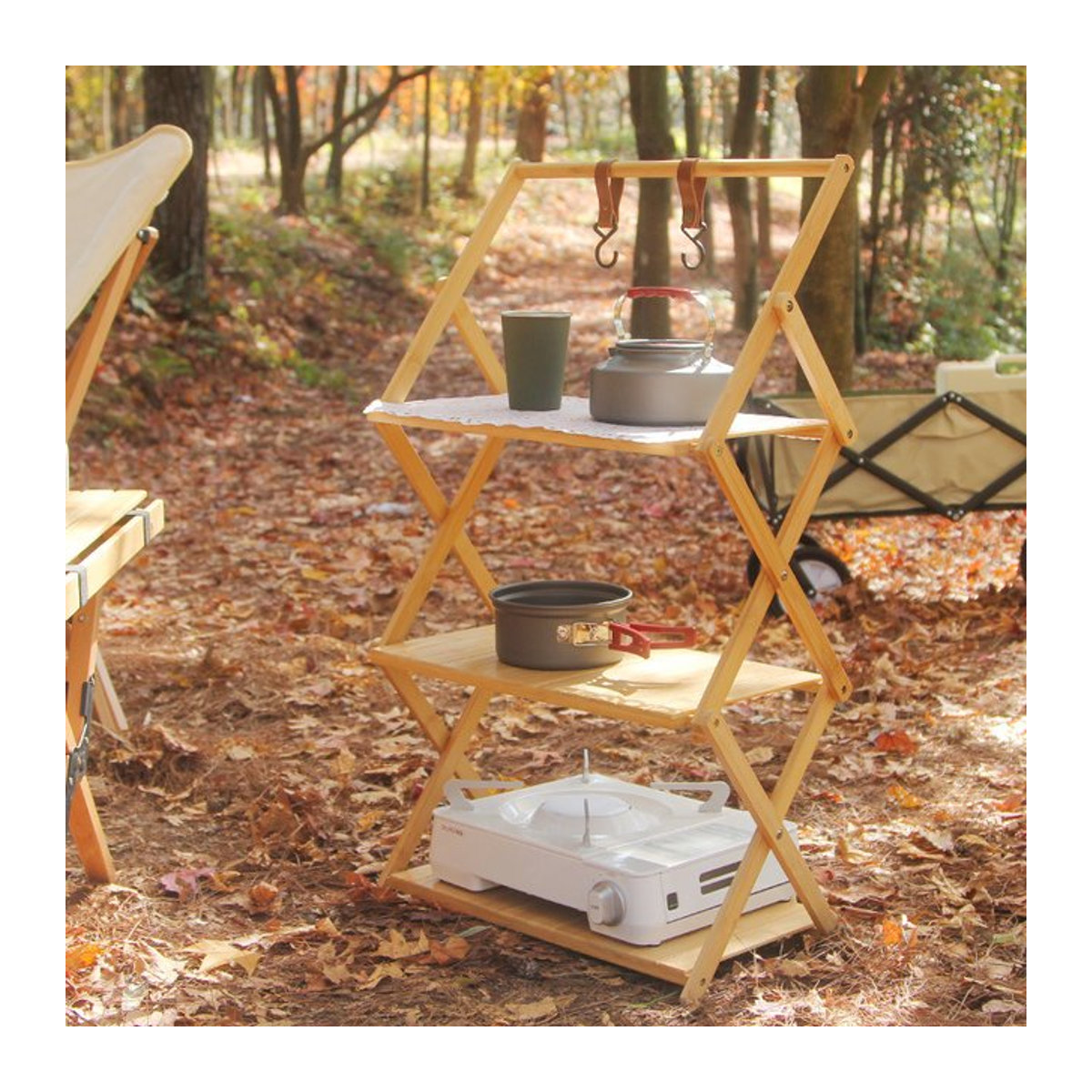 Mounthiker Bambus Outdoor Camping Regal faltbar mit Tasche - Bild 1