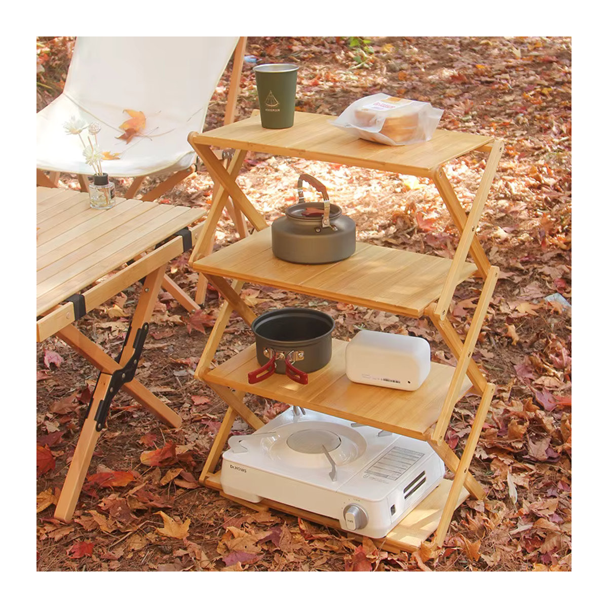 Mounthiker Bambus Outdoor Camping Regal faltbar mit Tasche - Bild 2