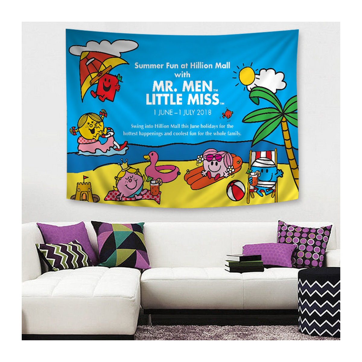 Mr. M-Men Little Miss Happy Birthday Vinyl-Hintergrund für Geburtstagspartys und Fotoshootings, Multicolor - Bild 1