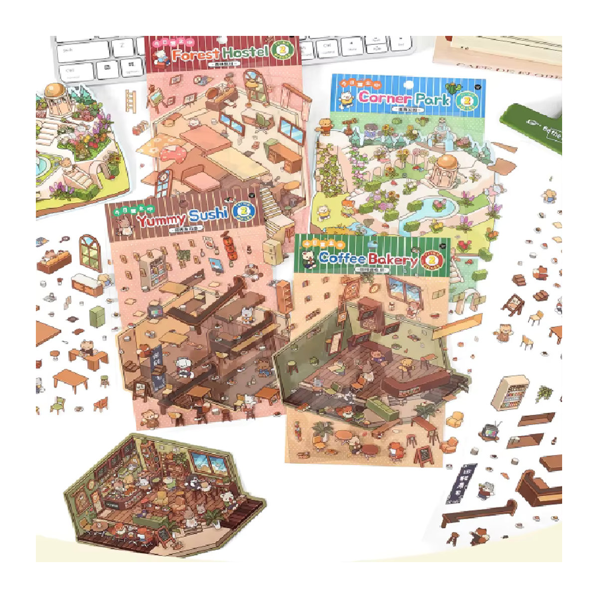 Mr Paper 4Style Aquascape Aufkleber Set, 3 Stück pro Beutel, mehrfarbig - Bild 3