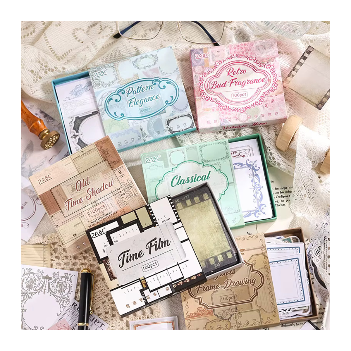 Mr. Paper Retro-Schreibpapier im Vintage-Stil mit Rand, 100 Stück, Weiß, Rechteckig - Bild 2