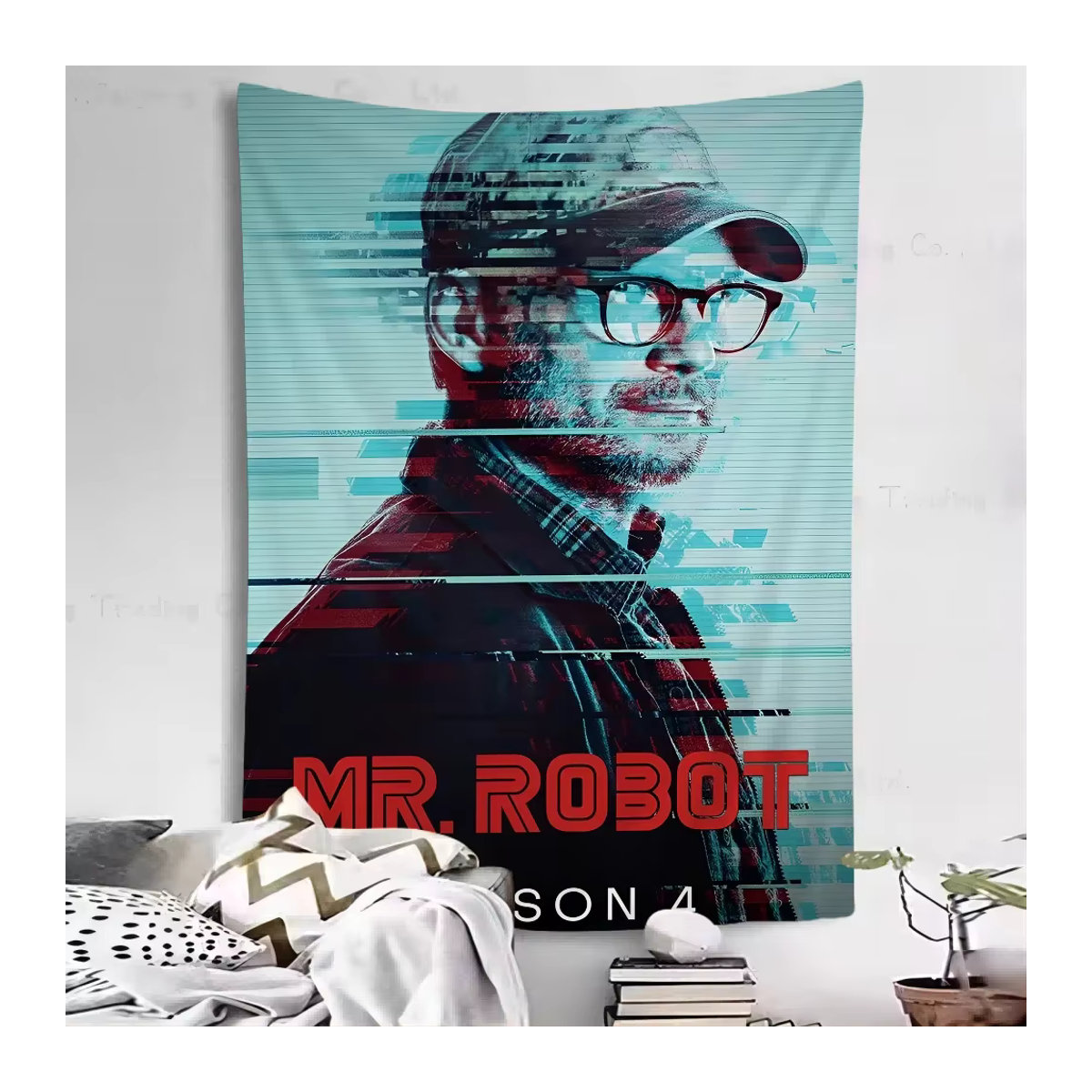 Mr. Robot Wandbehang mit floralem Design in Mehrfarbig, Rechteckige Textil-Wanddekoration im Bohemian-Stil, B/H: 50 x 70 cm - Bild 2