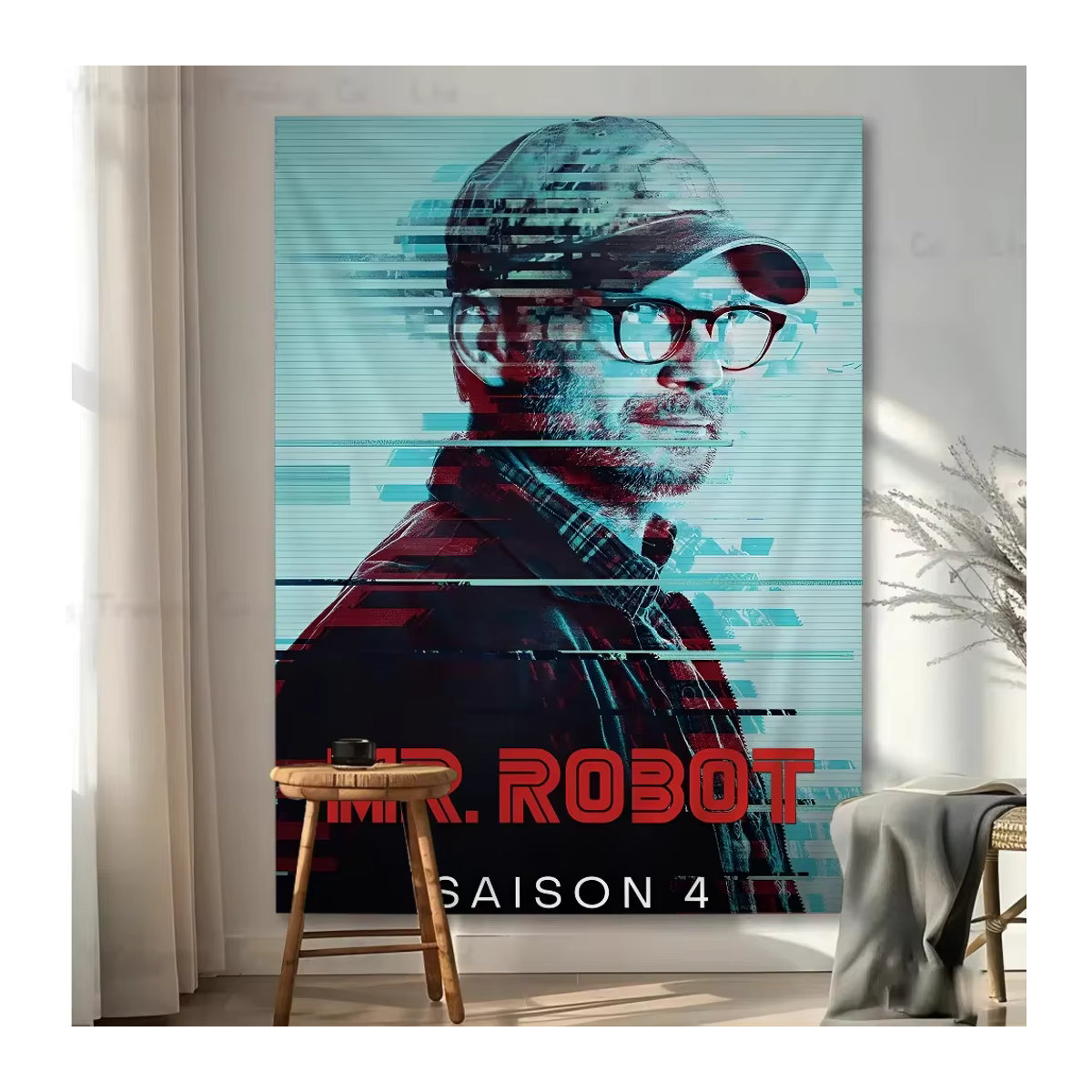 Mr. Robot Wandbehang mit floralem Design in Mehrfarbig, Rechteckige Textil-Wanddekoration im Bohemian-Stil, B/H: 50 x 70 cm - Bild 4