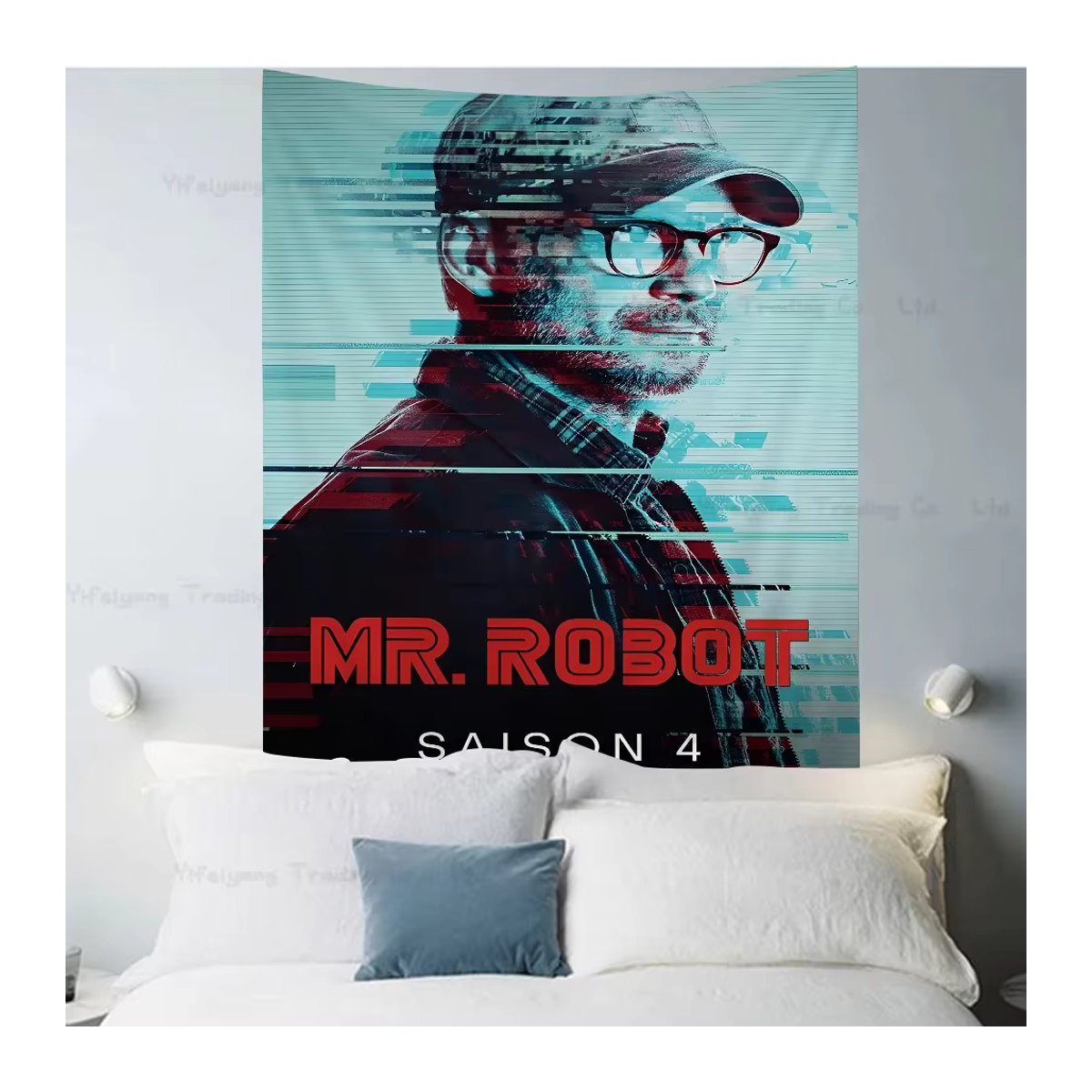 Mr. Robot Wandbehang mit floralem Design in Mehrfarbig, Rechteckige Textil-Wanddekoration im Bohemian-Stil, B/H: 50 x 70 cm - Bild 5