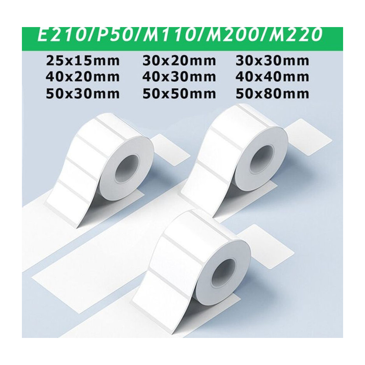 MrLabel Selbstklebendes Thermopapier E210/P50/PT-260 Etiketten in Weiß kompatibel mit MUNBYN Nelko M110 M220 M200 Etikettendruckern - Bild 1