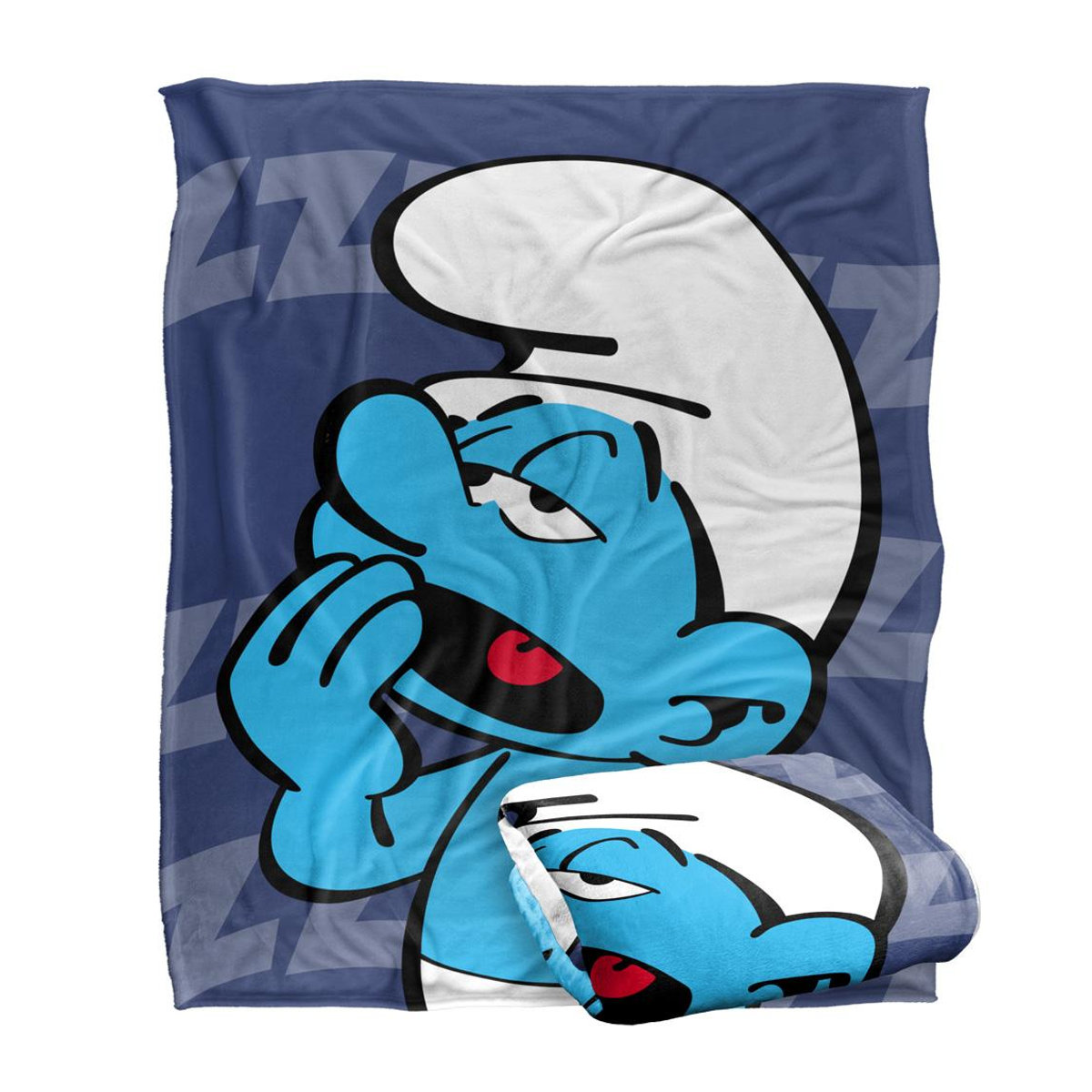 MrLazy Die Schlümpfe Seidige Faulpelz Superweiche Decke weiß/blau One Size - Bild 2