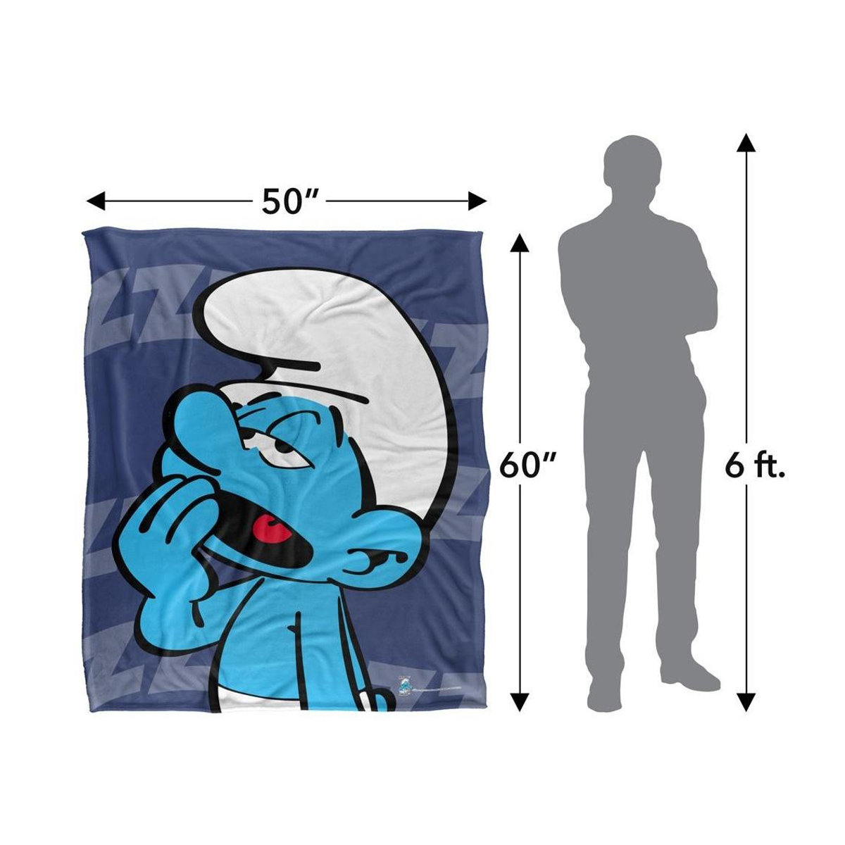 MrLazy Die Schlümpfe Seidige Faulpelz Superweiche Decke weiß/blau One Size - Bild 3