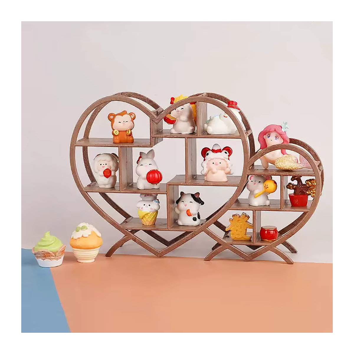 MSFTOYS Miniatur Puppenhaus Regal aus Holz in Beige und Braun für DIY Modellbau und Dekoration - Bild 2