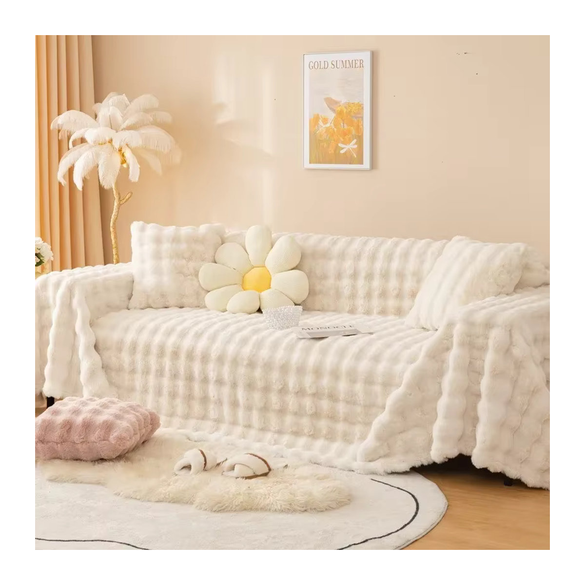 Mtuove Flauschige Kaninchen Plüsch Decke aus Samt in Grün und Weiß - Bild 1