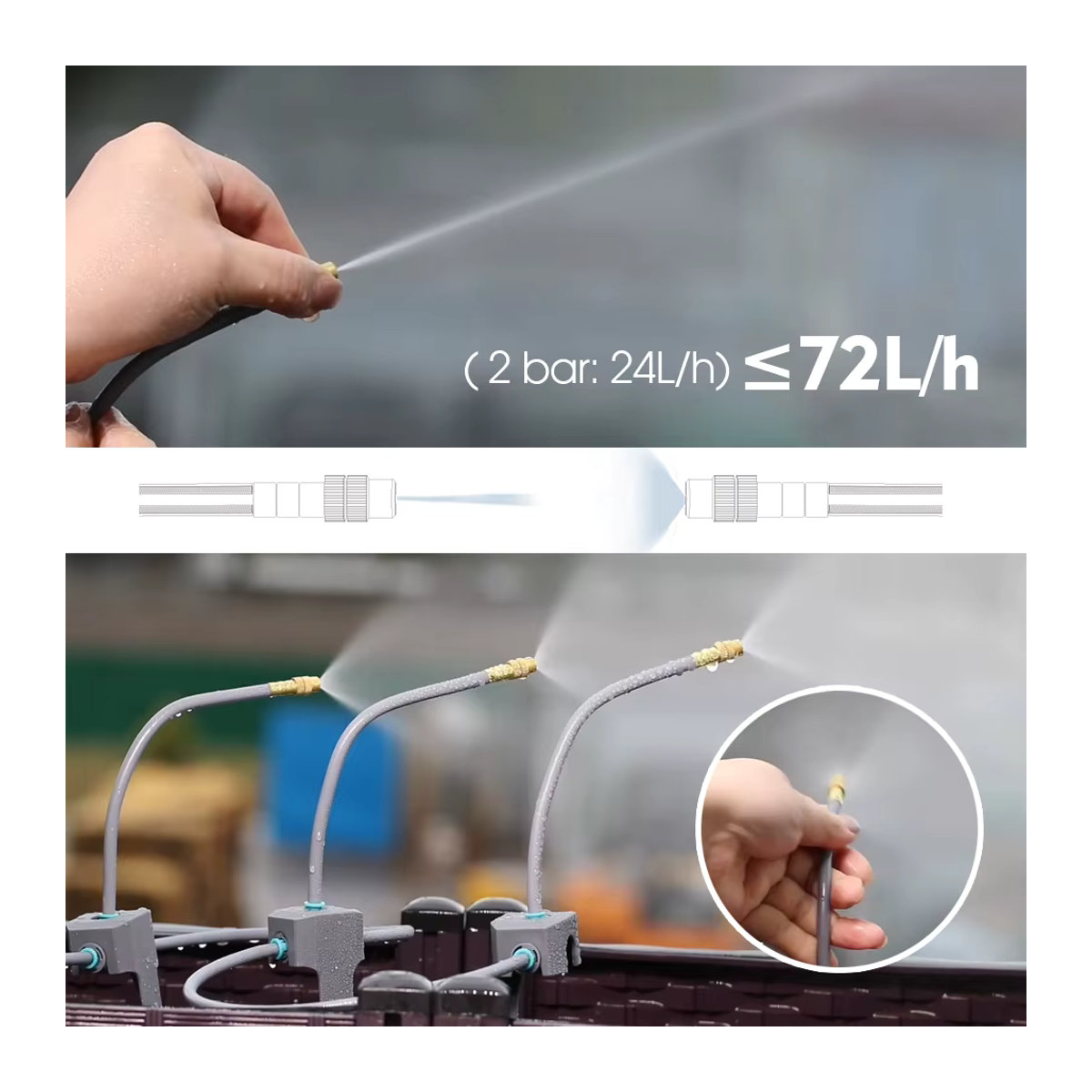 Muciakie Advanced Garden Misting Bewässerungssystem mit flexibler Messingdüse und Schnellanschluss für 1/4 Zoll Schlauch, Schwarz - Bild 4