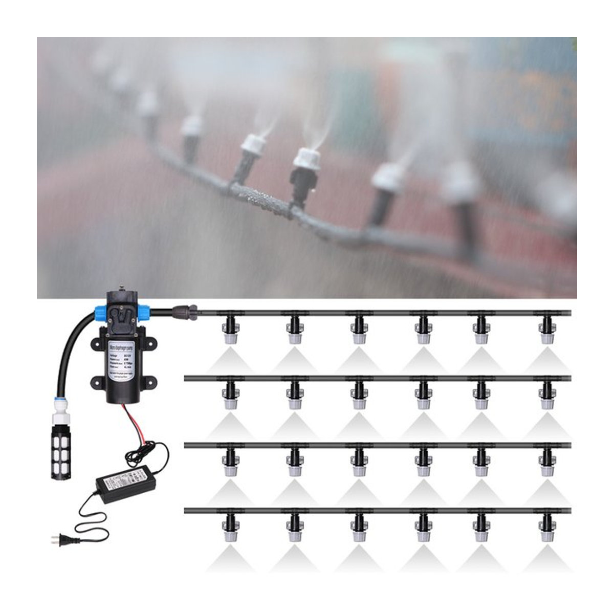 MUCIAKIE Selbstansaugende Gartenpumpe 45W mit Netzteil für automatisches Bewässerungs- und Beschlagungssystem - Bild 1