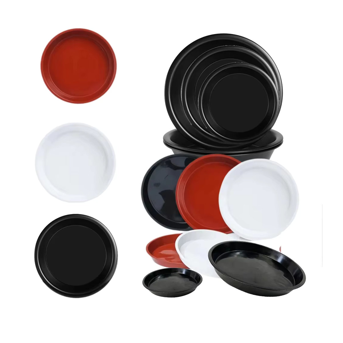 MUCIAKIE Set aus 3-5 Kunststoff-Pflanzensatteln in Braun, Weiß und Schwarz für runde Blumentöpfe, Durchmesser: 14-30 cm - Bild 6