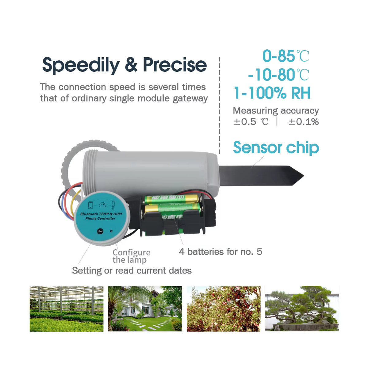MUCIAKIE Smart Pflanzen-Sensor für Bodenfeuchtigkeit und Temperatur mit Wifi und Bluetooth, wasserdichtes Thermometer und Hygrometer für den Garten - Bild 3