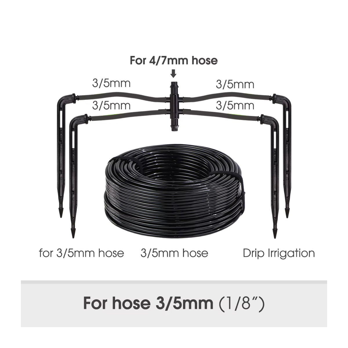 MUCIAKIE Tropf-Bewässerungssystem mit 2/4-Wege-Stecker und Emitter für Bonsai und Blumentöpfe, Schwarz - Bild 4