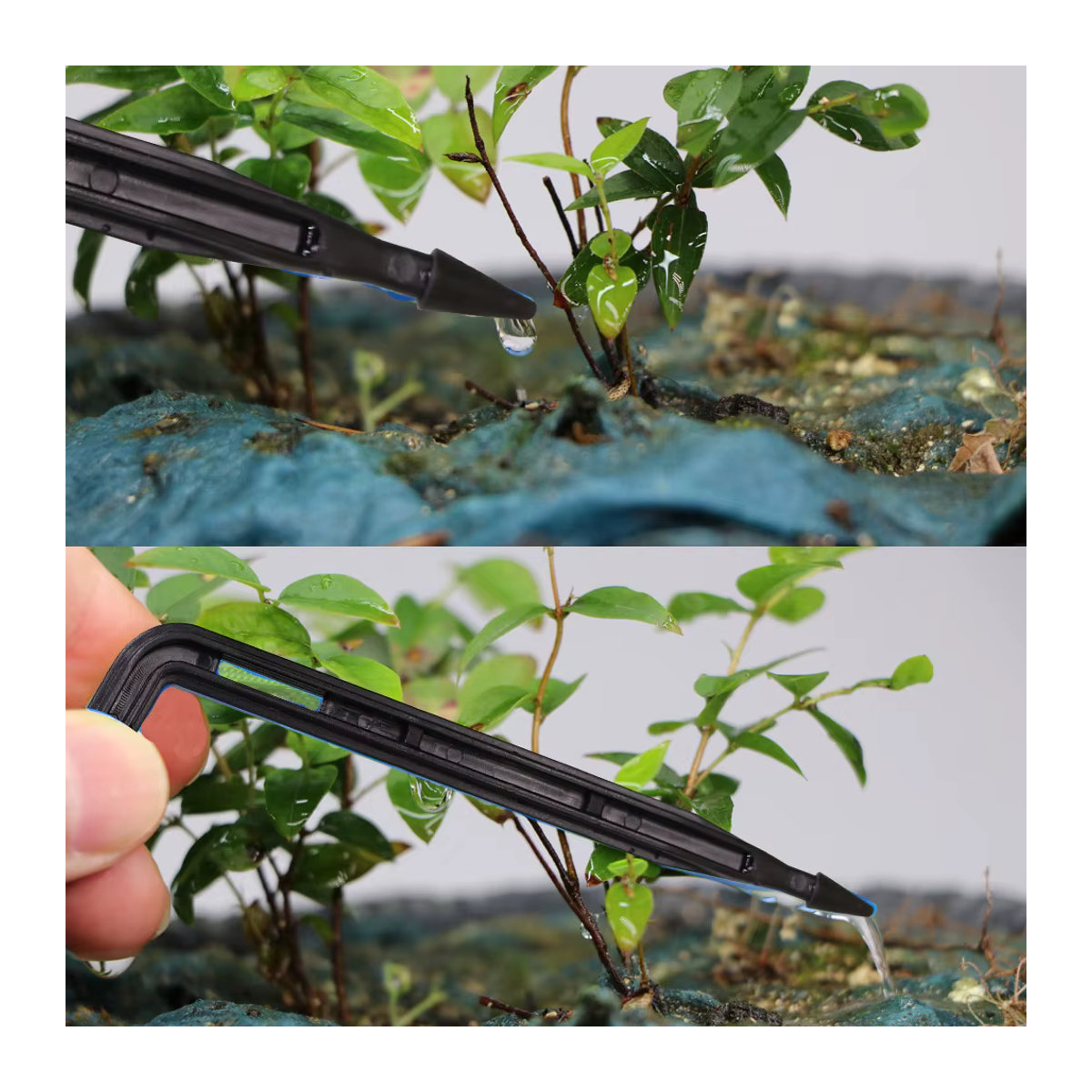 MUCIAKIE Tropf-Bewässerungssystem mit 2/4-Wege-Stecker und Emitter für Bonsai und Blumentöpfe, Schwarz - Bild 5