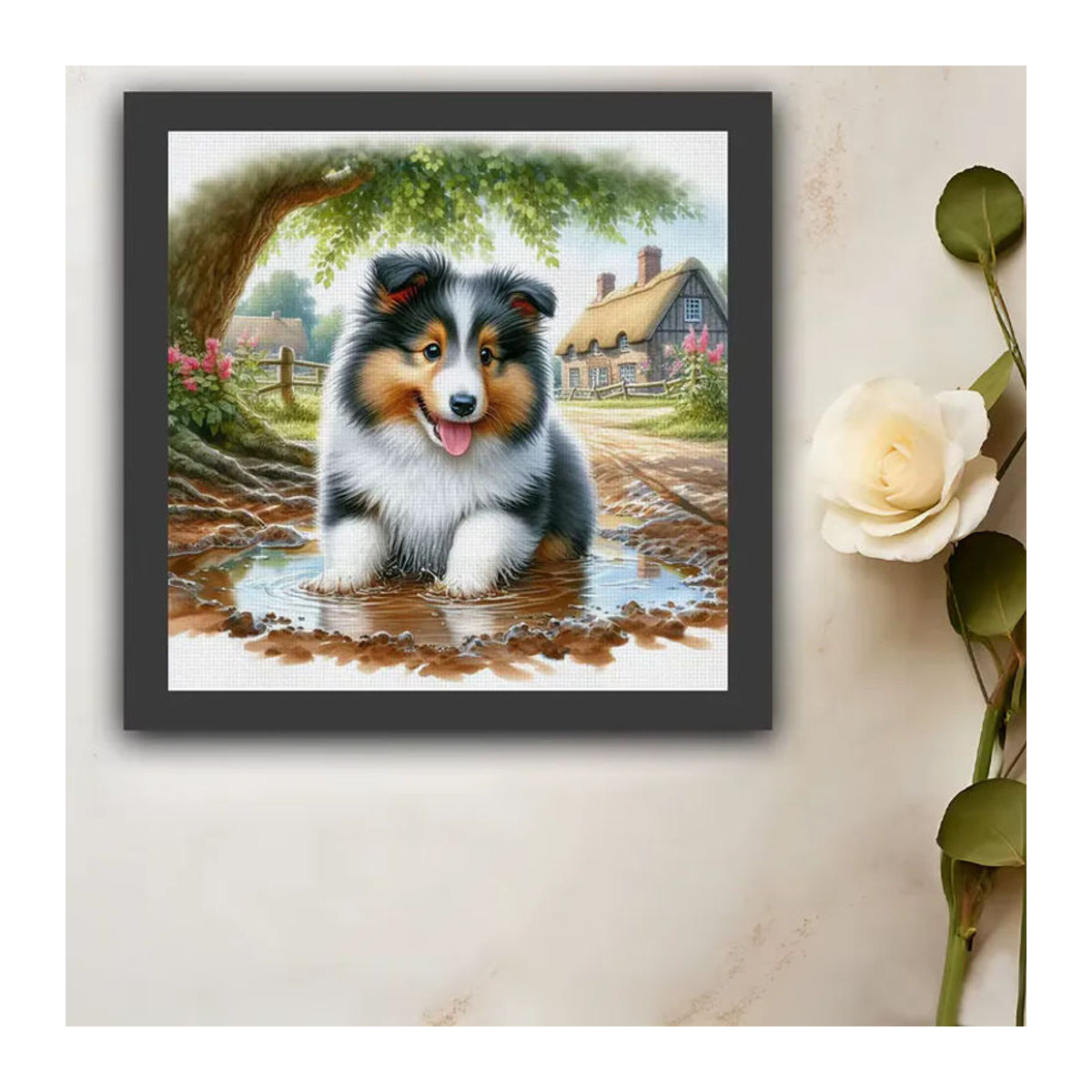 Muddy Puppy Kreuzstich-Set zum Selbermachen, 11CT Stickerei mit Tierprint in Mehrfarbig, Landhaus-Stil, B/H: 36 x 36 cm - Bild 3