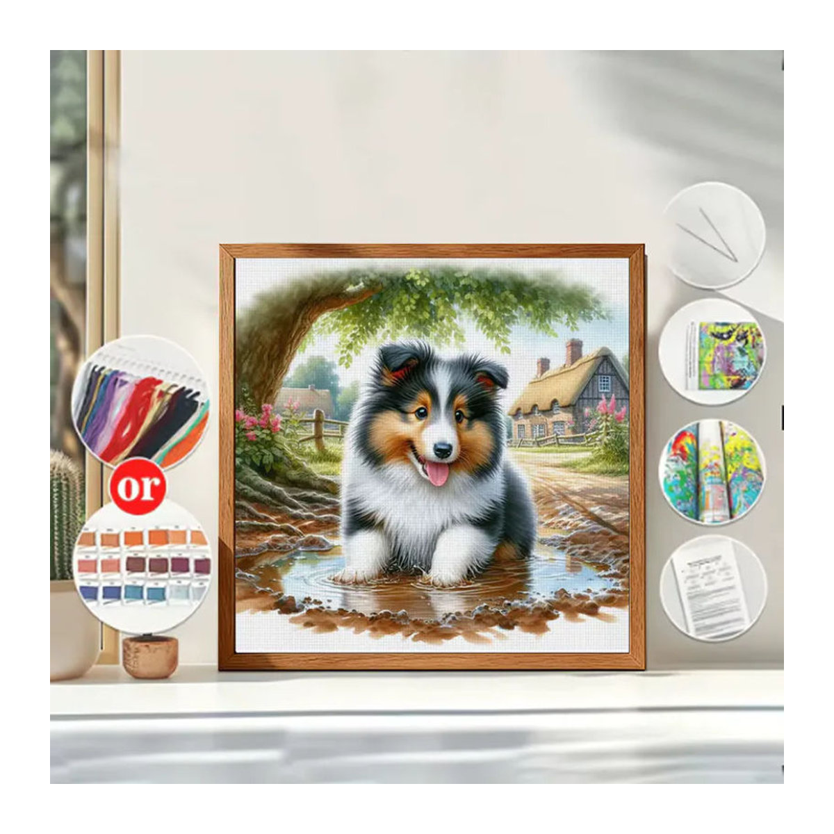 Muddy Puppy Kreuzstich-Set zum Selbermachen, 11CT Stickerei mit Tierprint in Mehrfarbig, Landhaus-Stil, B/H: 36 x 36 cm - Bild 4