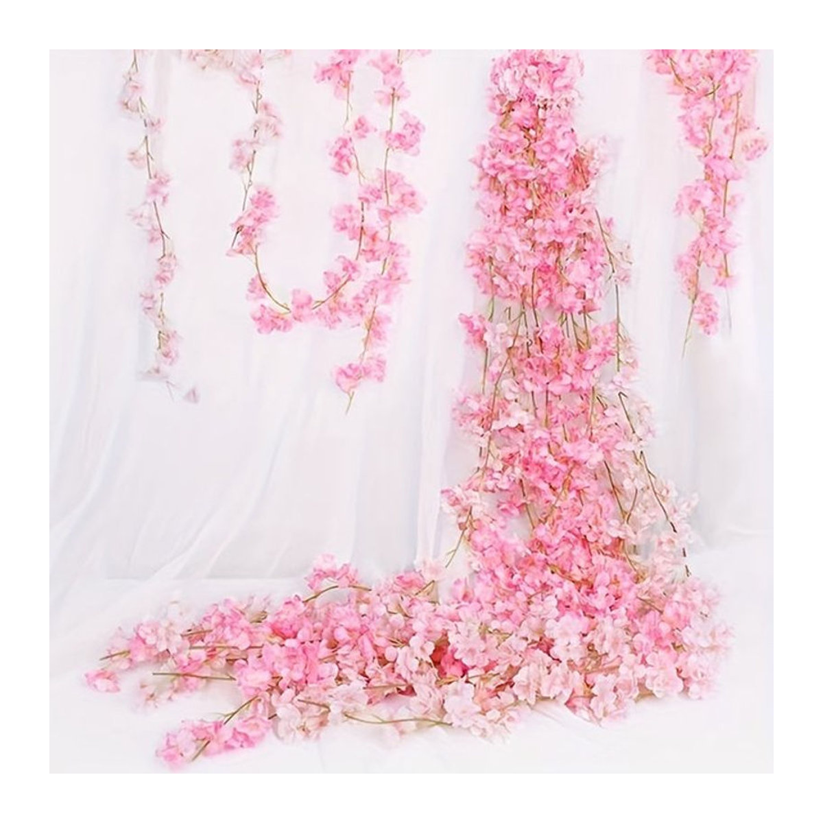 MUFU Rosa Sakura künstliche Blumen Girlande Kirschblüten Ranken für Hochzeit und Dekoration - Bild 1