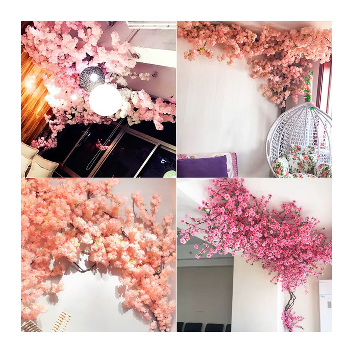 MUFU Rosa Sakura künstliche Blumen Girlande Kirschblüten Ranken für Hochzeit und Dekoration - Bild 4