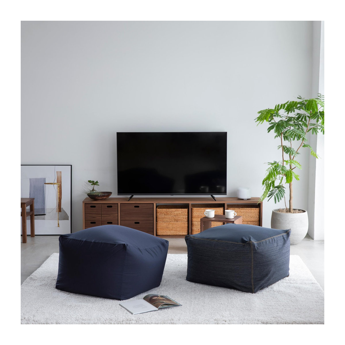 MUJI Sofa aus Baumwolle in Marine mit körpergerechtem Bezug, B/T/H: 65 x 65 x 43 cm - Bild 3
