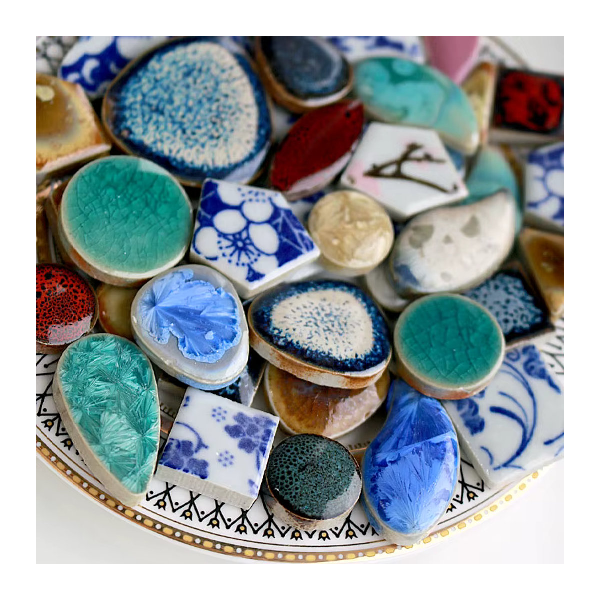 Multicolor Porzellan Mosaik Fliesen aus Keramik für DIY Bastelmaterialien, 100 g, Dicke: 0,5 mm - Bild 3