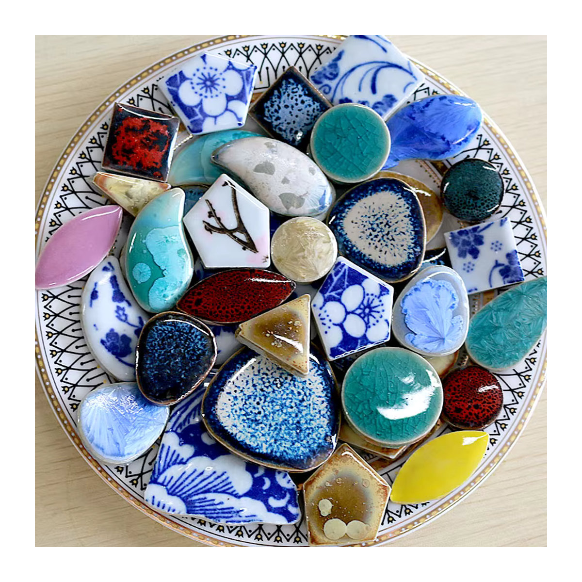 Multicolor Porzellan Mosaik Fliesen aus Keramik für DIY Bastelmaterialien, 100 g, Dicke: 0,5 mm - Bild 5