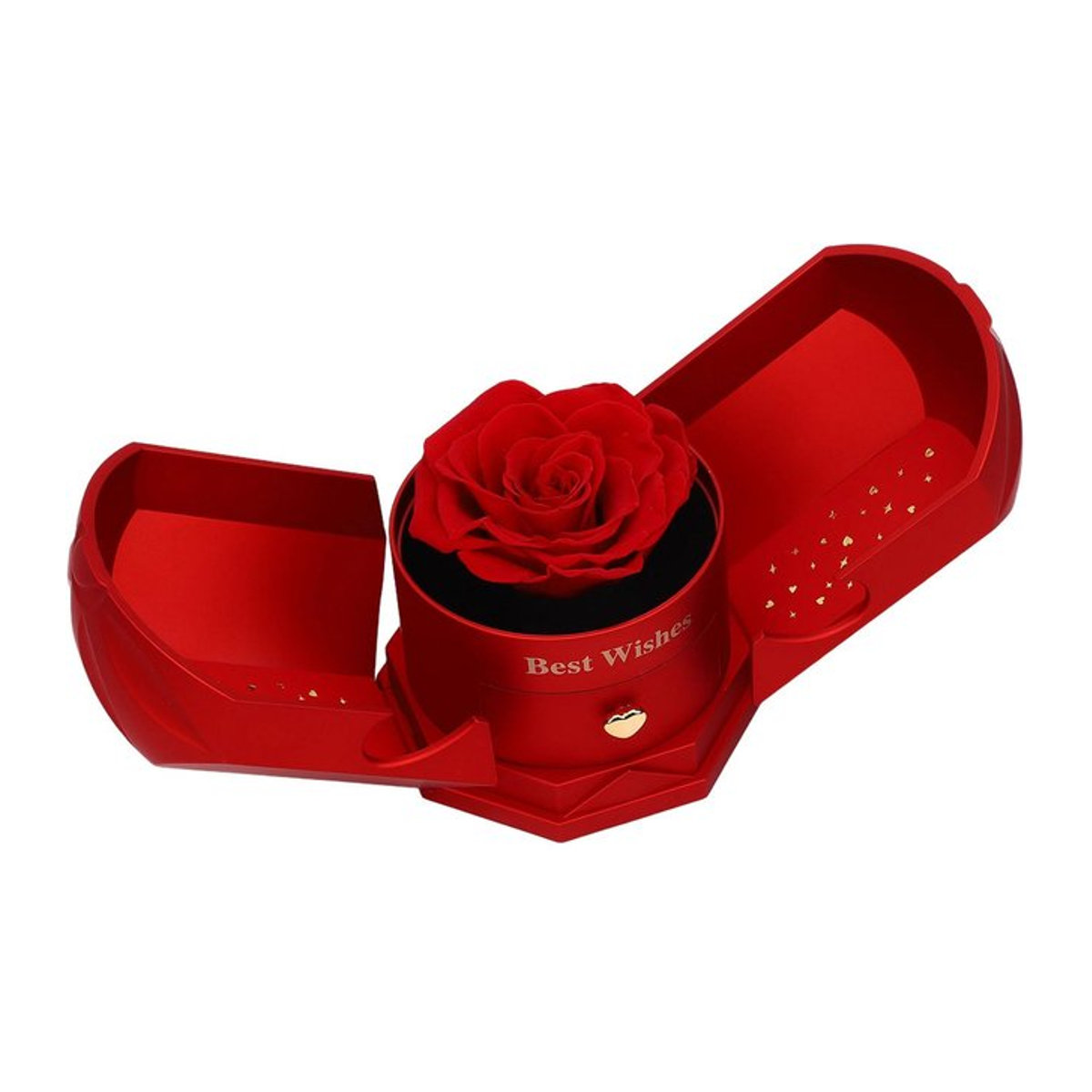 Multifunktionale Schmuckbox mit ewiger Rose in Rot für Halsketten und Ringe - Bild 1