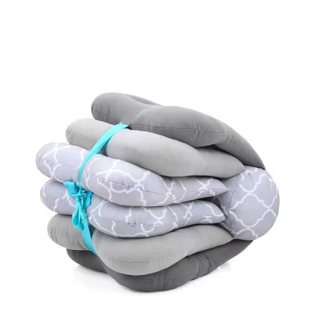 Multifunktionales Fashnics Baby-Stillkissen mit Flaschenhalter und Stillabdeckung in Grau - Bild 1