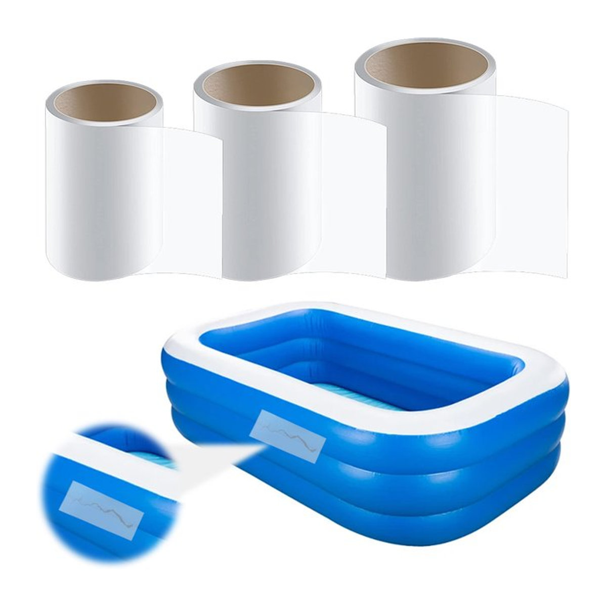 Multifunktionales TPU Reparaturset für aufblasbare Outdoor-Produkte und Schwimmbäder, 1m Rolle wasserdichtes Patch-Reparaturset - Bild 1