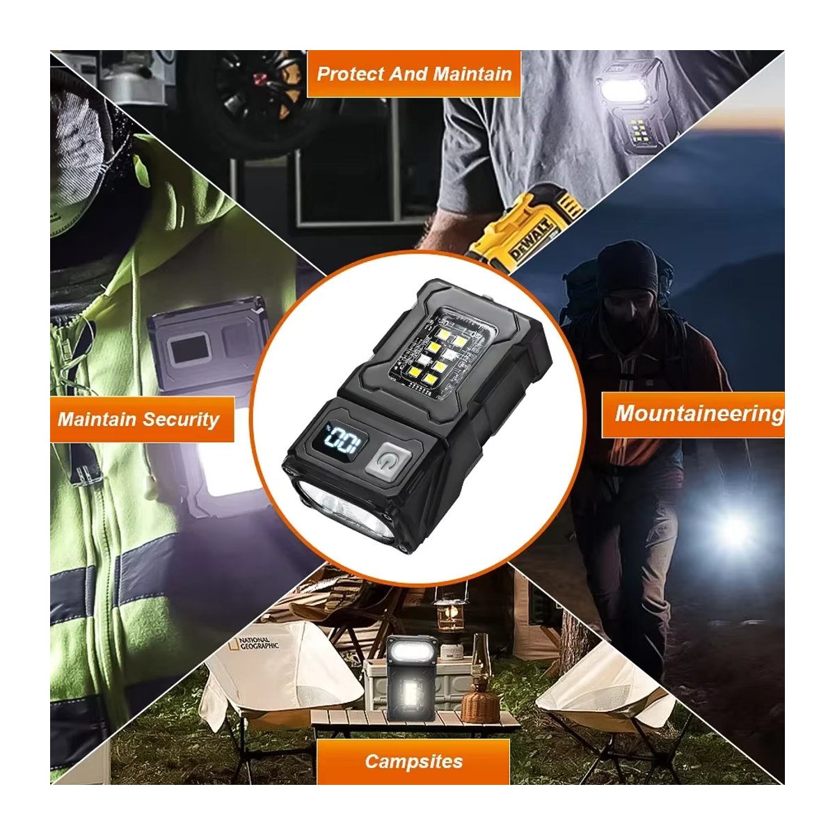 Multifunktions Mini LED COB Taschenlampe mit Dual-Lichtquelle, superhelle wiederaufladbare Camping-Notfalllampe mit Typ-C-Anschluss - Bild 5