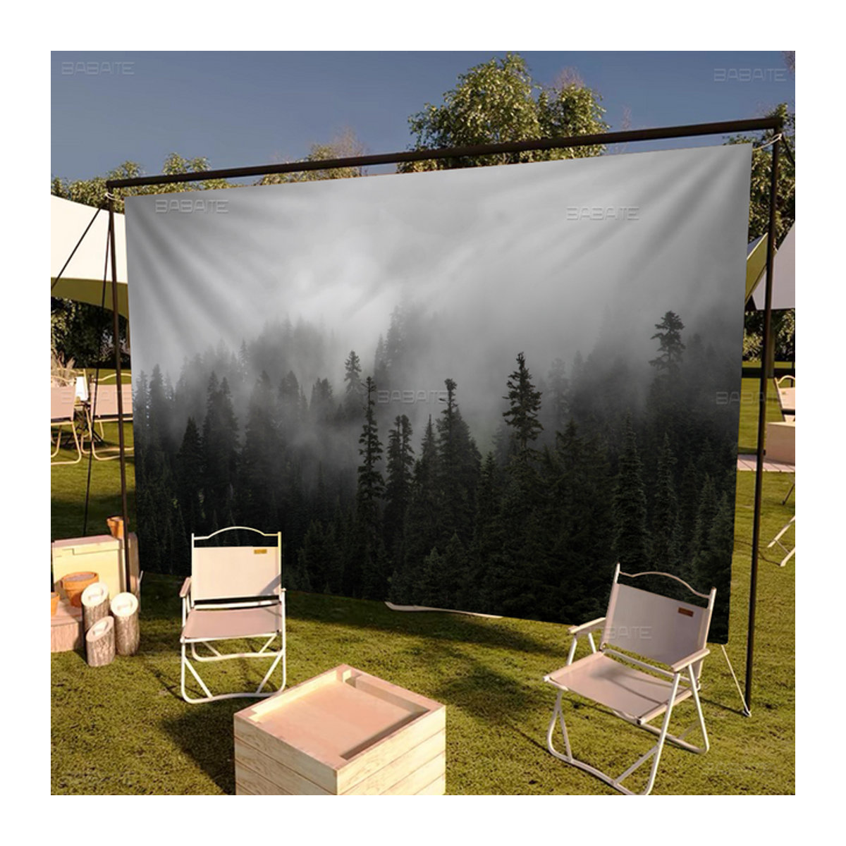Multiple Choice Living Studio Retro Banner Wald Wolke Berg als freistehende Innendekoration - Bild 1
