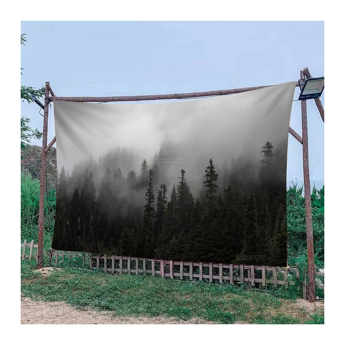 Multiple Choice Living Studio Retro Banner Wald Wolke Berg als freistehende Innendekoration - Bild 3