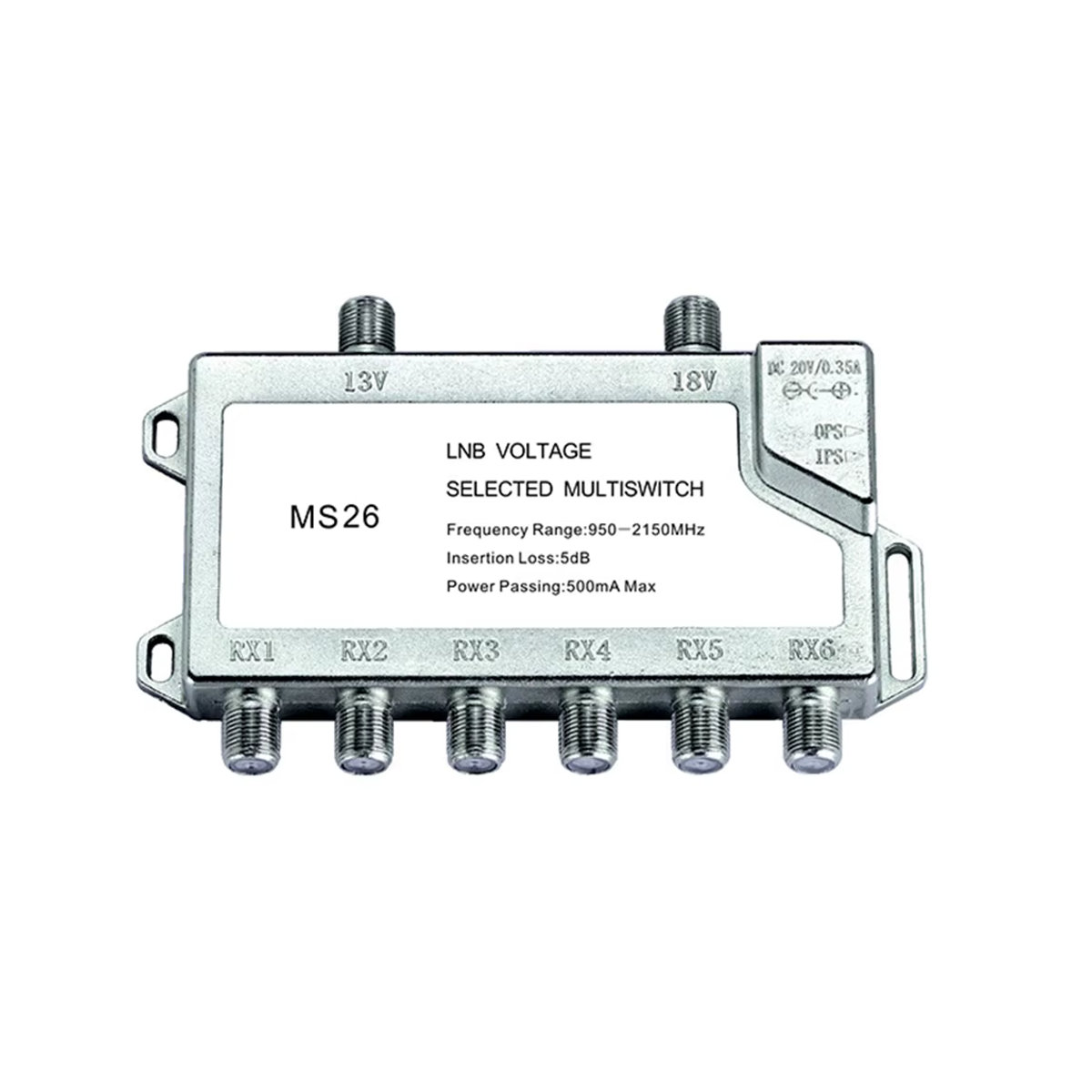 Multischalter 2 Eingänge 6 Ausgänge 950–2150 MHz aus Zink mit Diseqc und LNB Power in Weiß und Silber - Bild 4