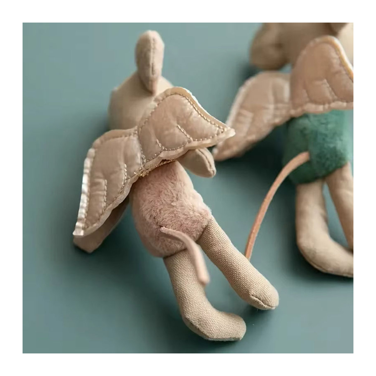 Mumamuying Stoff Maus Puppe im Nordic Stil mit Engelsflügeln in Rosa und Mehrfarbig als Dekoration und Geschenk für Kinder - Bild 4