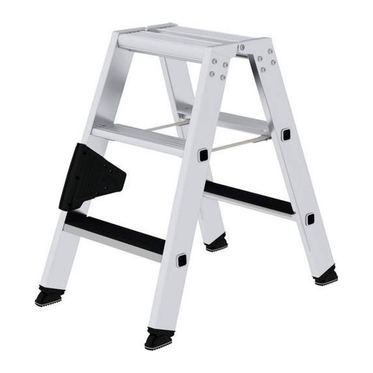 MUNK Günzburger Steigtechnik Aluminium Stufen-Stehleiter beidseitig begehbar mit Clip-step in alufarben, Arbeitshöhe max.: 2.25m - Bild 1