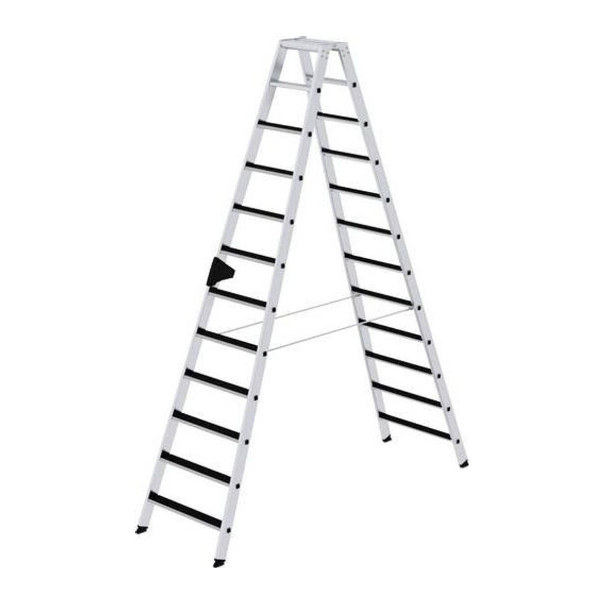 MUNK Günzburger Steigtechnik Aluminium Stufen-Stehleiter CLIP-STEP beidseitig begehbar mit 2 x 12 Stufen, alufarben, Arbeitshöhe max. 4,5 m - Bild 1