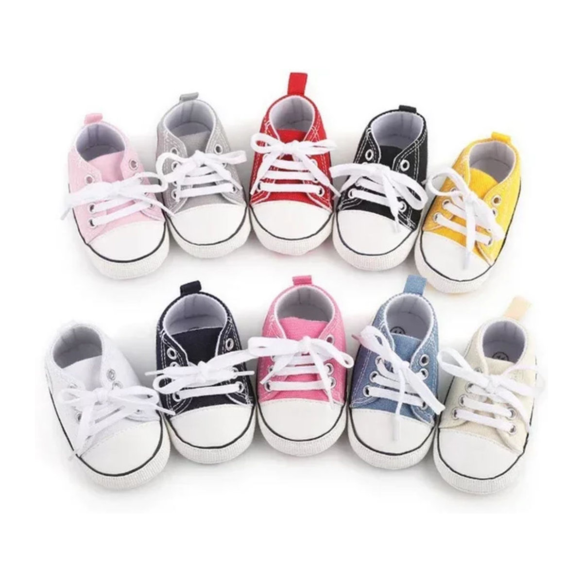 MUPLY Leinwand Baby Sport Turnschuhe für Neugeborene und Kleinkinder in Grün und Mehrfarbig - Bild 1