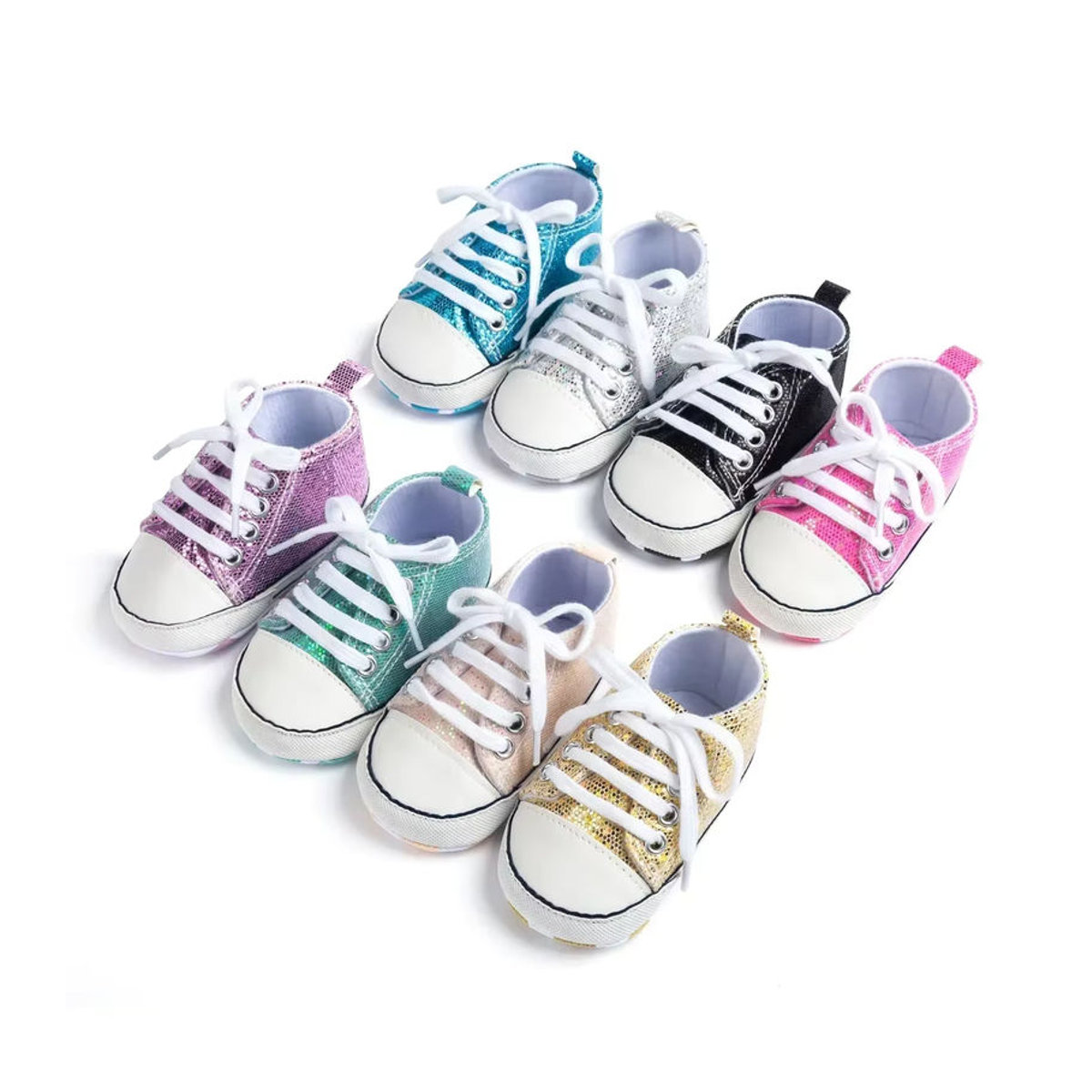 MUPLY Leinwand Baby Sport Turnschuhe für Neugeborene und Kleinkinder in Grün und Mehrfarbig - Bild 2